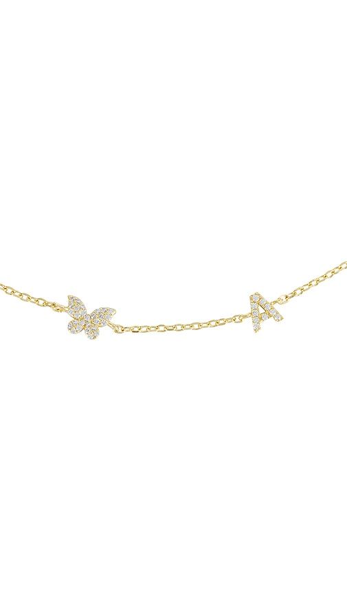 Pave Butterfly Initial Choker in Metallic . - size A (also in C, F, I, J, N, O, P, T, V) - By Adina Eden - Modalova