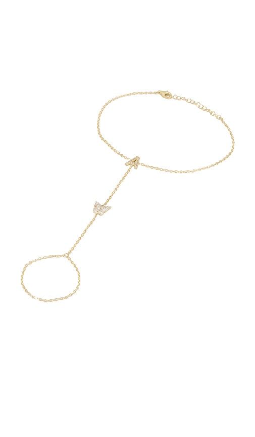 Pave Butterfly Initial Hand Chain in Metallic . - size A (also in C, J, K, M, S) - By Adina Eden - Modalova
