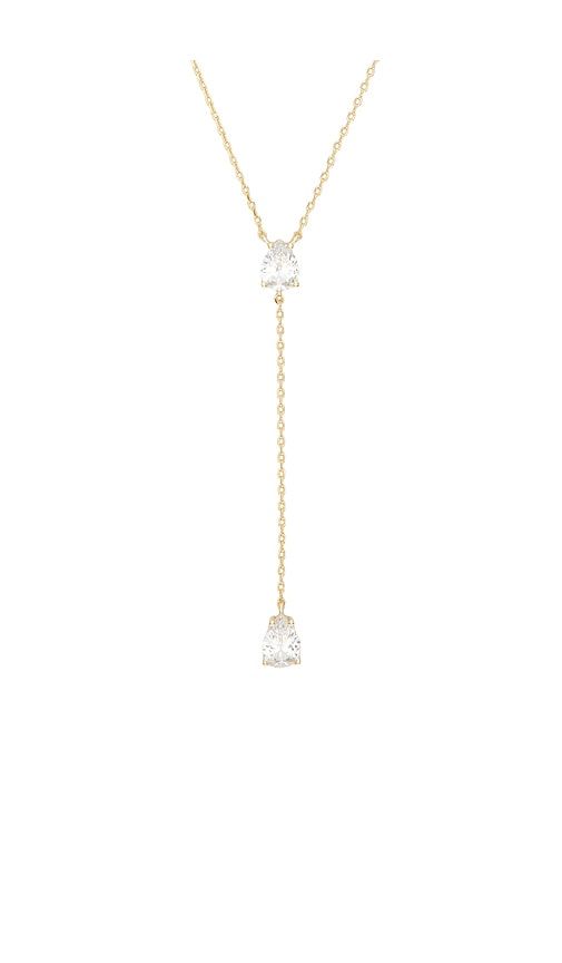 Double Pear Drop Chain Lariat Necklace in Metallic - By Adina Eden - Modalova