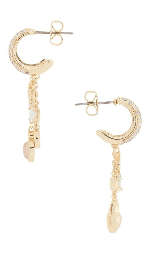 Pave Chain Charm Drop Earring in Metallic Gold - By Adina Eden - Modalova
