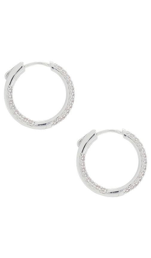 Pave Rounded Inside Out Hoop Earring in Metallic - By Adina Eden - Modalova