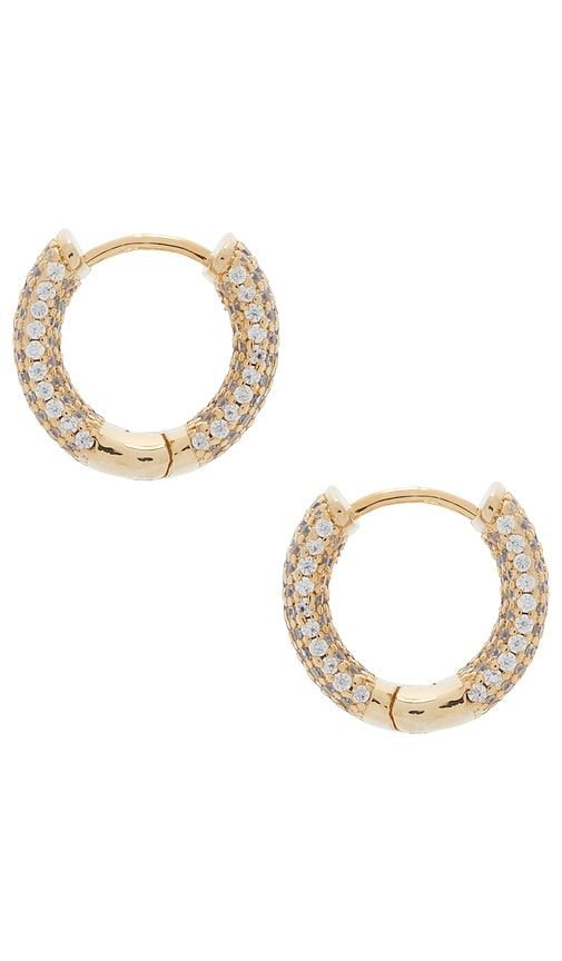 Mini Pave Wide Rounded Huggie Earring in Metallic - By Adina Eden - Modalova