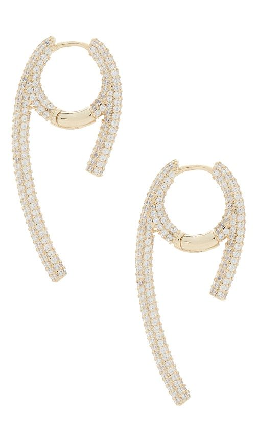 Pave Rounded Wide Claw Huggie Earring in Metallic - By Adina Eden - Modalova