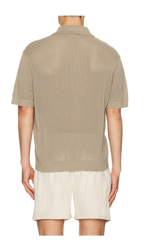 Knit Mesh Johnny Collar Polo in Olive. - size L (also in M, S) - AUTO-REPLY - Modalova