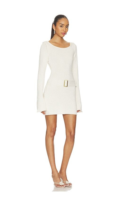 Maya Long Sleeve Mini Belted Dress in White. - size M (also in S, XS) - ASTA RESORT - Modalova