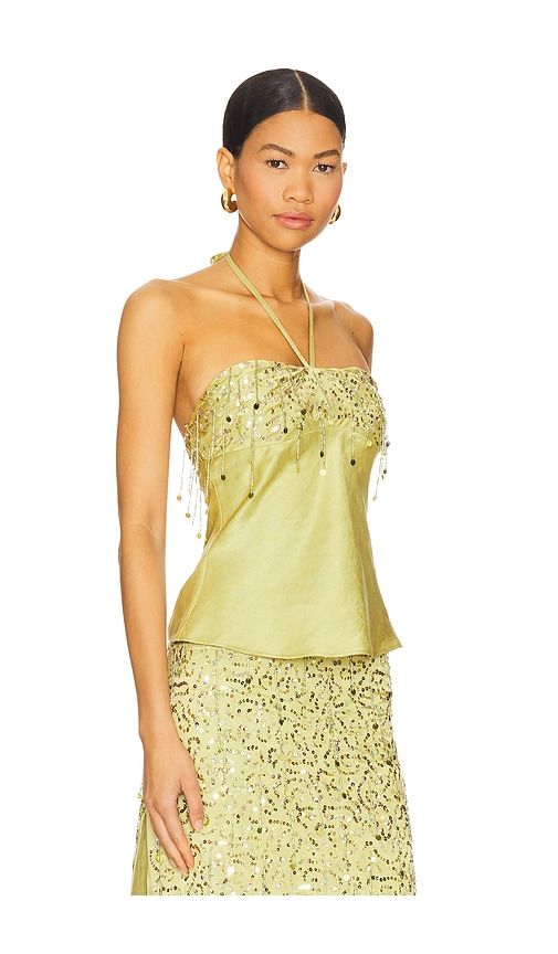 Yasmin Hand Beaded Halter Neck Top in Green. - size M (also in S, XS) - ASTA RESORT - Modalova