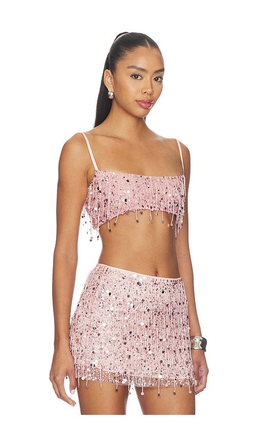 Yasmin Hand Beaded Bralette in Pink. - size L (also in M, S, XL) - ASTA RESORT - Modalova