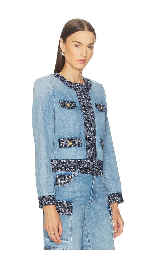 Landon Cropped Denim Jacket in Blue. - size L (also in M) - Alice + Olivia - Modalova