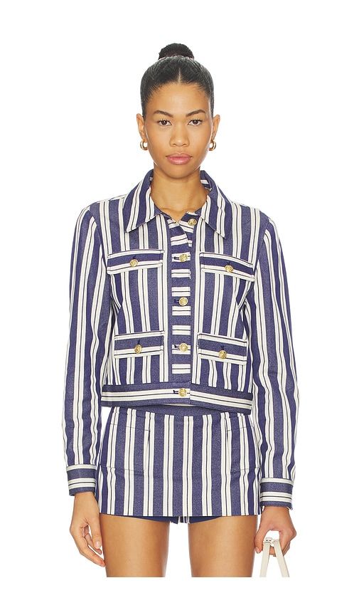 Alex Collared Boxy Jacket in Navy. - size L (also in S) - Alice + Olivia - Modalova