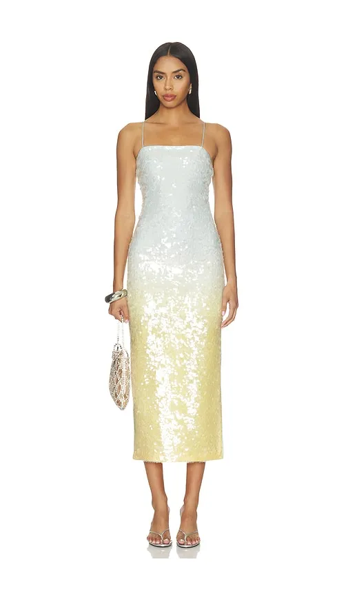 Delora Sequin Strapless Midi Dress in Blue,Yellow. - size 2 (also in 4, 6, 8) - Alice + Olivia - Modalova