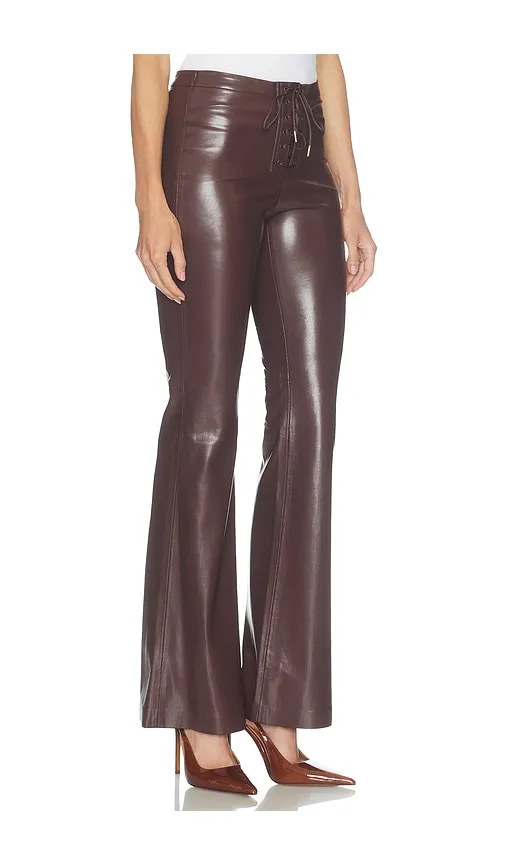 Ravyn Faux Leather Lace Up Bootcut Pant in Chocolate. - size 10 (also in 2, 4, 6, 8) - Alice + Olivia - Modalova