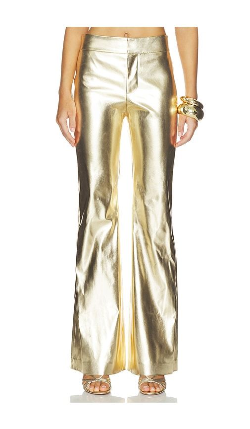 Andrew Faux Leather Mr Bootcut Slim Pant in Metallic . - size 0 (also in 10, 2, 4, 6, 8) - Alice + Olivia - Modalova