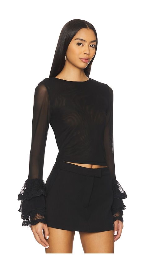 Delaina Long Sleeve Crop Top With Ruffle Cuff in . - size S (also in XS) - Alice + Olivia - Modalova