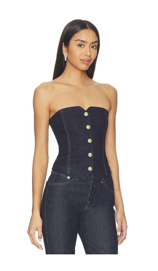 Kelcey Denim Strapless Vest Top in Navy. - size 10 (also in 4) - Alice + Olivia - Modalova