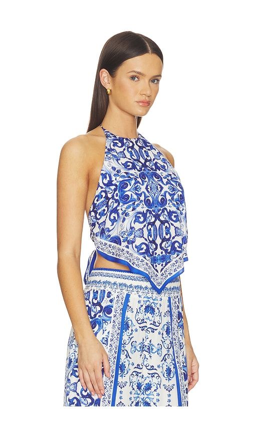 Frenchie Handkerchief Halter Top in Blue. - size L (also in S, XS) - Alice + Olivia - Modalova