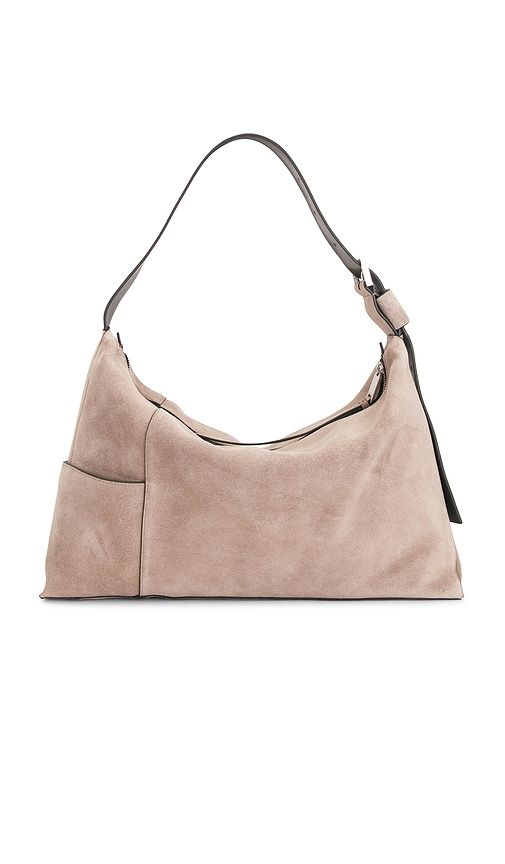 Alba Suede Shoulder Bag in Taupe - ALLSAINTS - Modalova