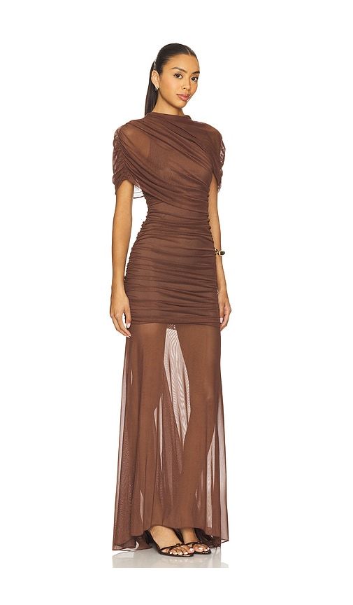 X REVOLVE Evianna Mesh Gown in Chocolate. - size S (also in XS) - Amanda Uprichard - Modalova