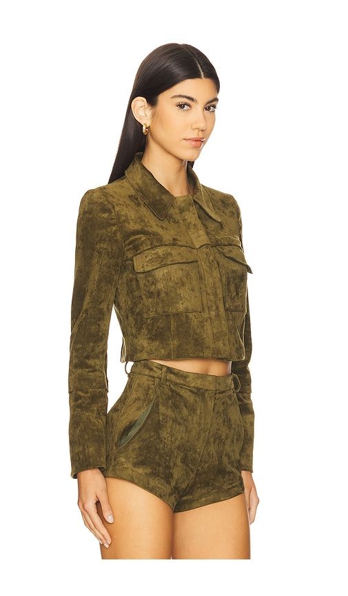 X REVOLVE Lucas Suede Jacket in Olive. - size L (also in S, XL) - Amanda Uprichard - Modalova