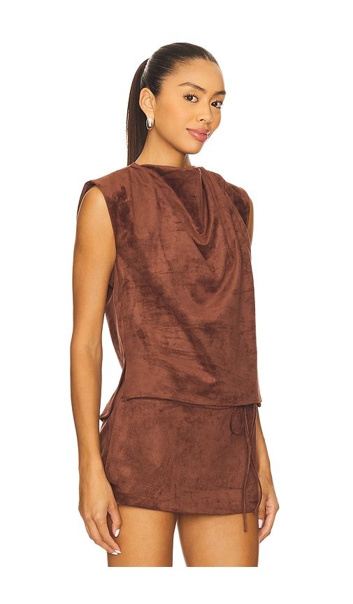 X REVOLVE Freya Suede Top in Chocolate. - size L (also in M, S, XS) - Amanda Uprichard - Modalova
