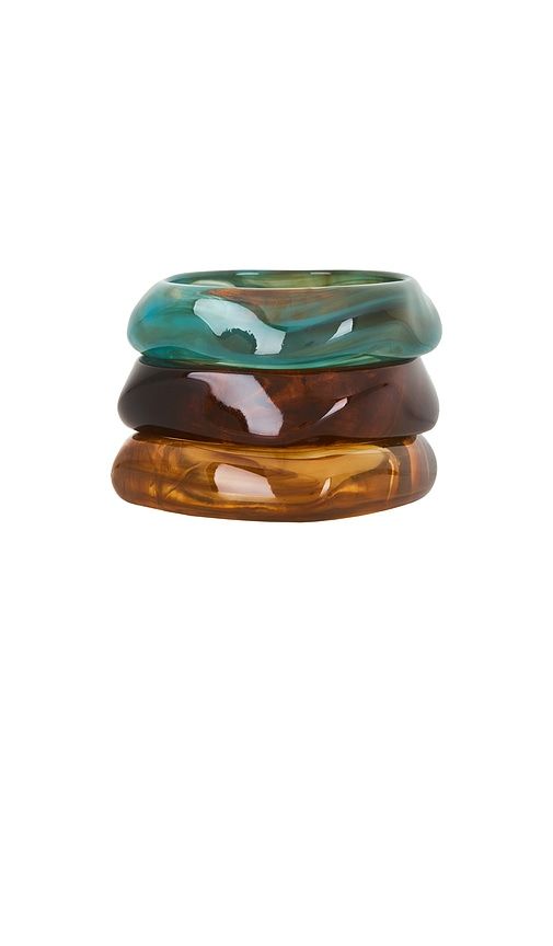 Natadola Bracelet Set in Teal, , Mustard - Amber Sceats - Modalova