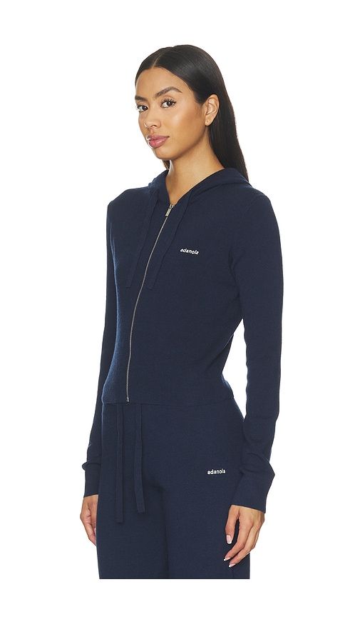 Knit Zip Up Hoodie in Navy. - size M (also in S, XS) - Adanola - Modalova