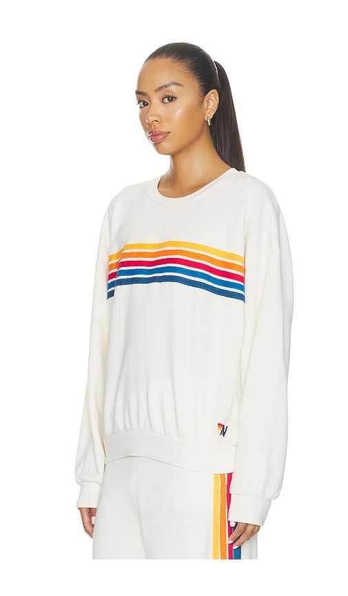 Stripe Crew Relaxed Sweatshirt in White. - size M (also in S, XS) - Aviator Nation - Modalova