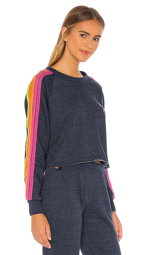 Bolt Cropped Classic Crewneck in Navy. - size M (also in S, XL) - Aviator Nation - Modalova