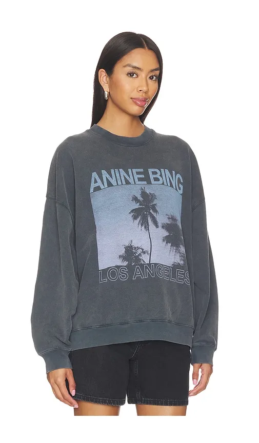Miles Palms Sweatshirt in Charcoal. - size M (also in S, XL, XS, XXS) - ANINE BING - Modalova