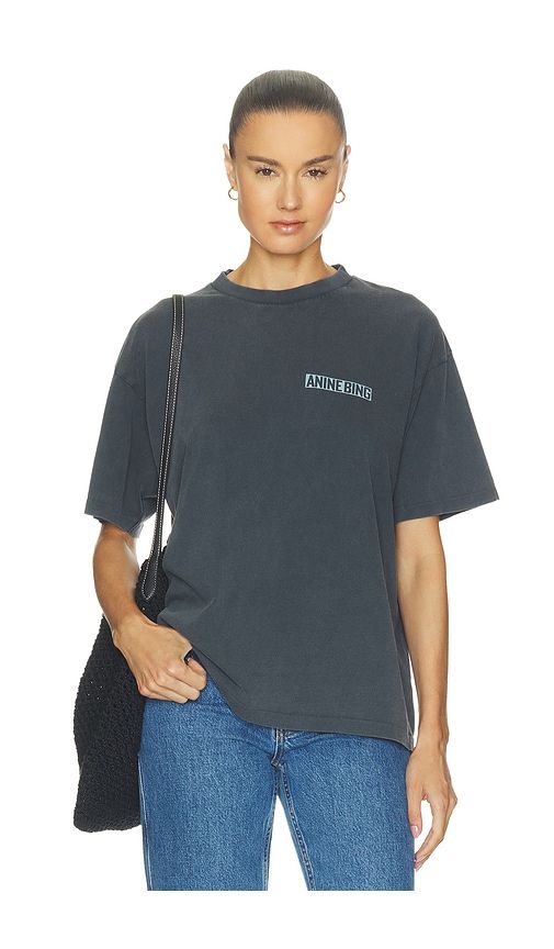 Cade Tee Palm in Black. - size L (also in M, S, XS) - ANINE BING - Modalova