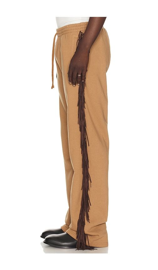 Fringed Straight Cut Pant in Brown. - size L (also in M, S, XL/1X, XXL/2X) - Austin Post - Modalova