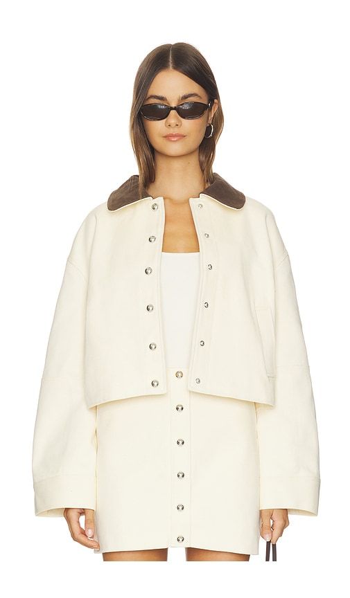 Ella Canvas Cropped Jacket in Ivory. - size L (also in M, S, XS) - Apparis - Modalova