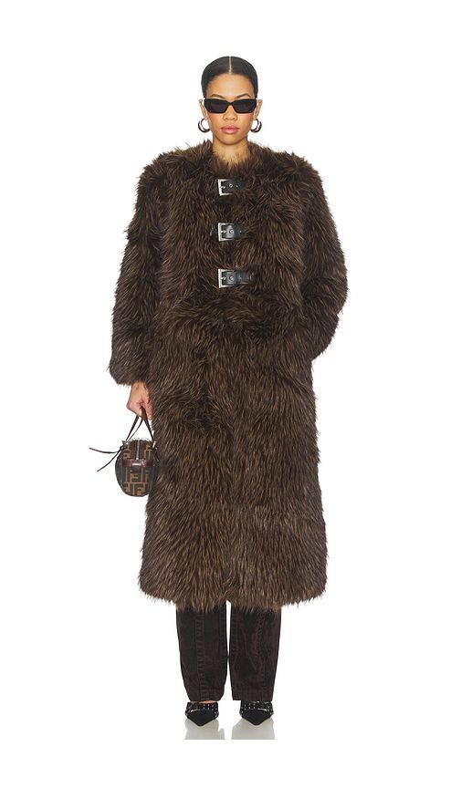 Nolwen Fox Maxi Coat in Brown. - size M (also in S) - Apparis - Modalova