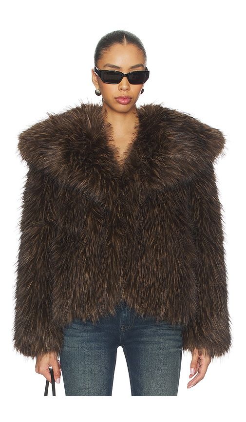 Yara Fox Coat in Brown. - size M (also in XS, XXS) - Apparis - Modalova