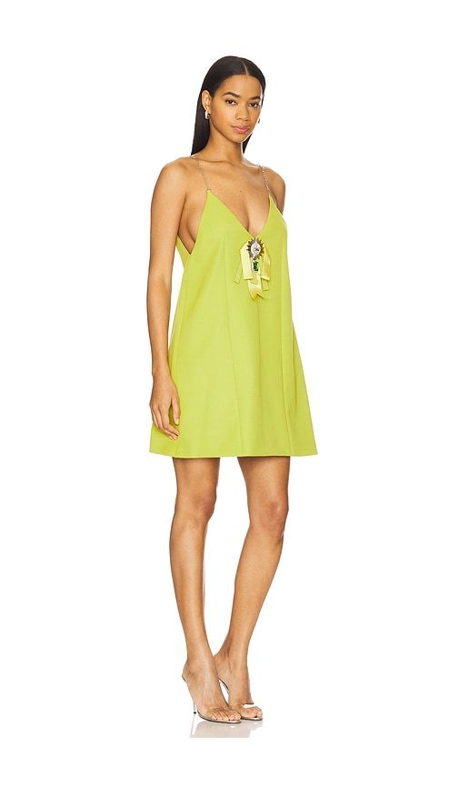 Crystal Embellished Bow Mini Dress in Green. - size L (also in M) - AREA - Modalova