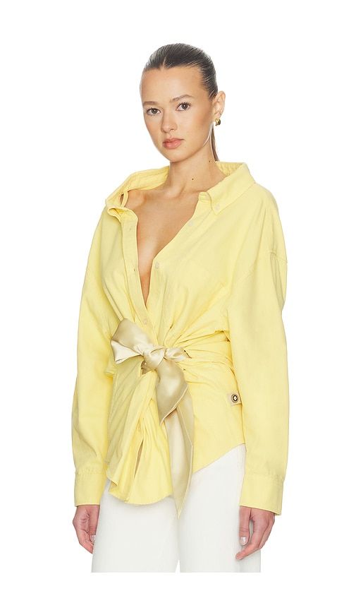 Satin Knot Oxford Shirt in Yellow. - size L (also in M) - AREA - Modalova