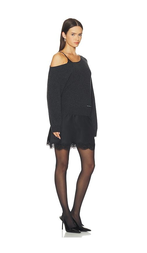 Pre-styled Slip Dress With Cut Neckline Sweater in Black. - size M (also in S, XS) - Alexander Wang - Modalova