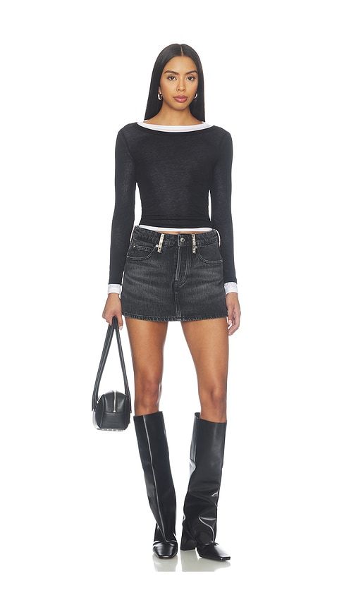 Denim Mini Skort With Crystal Beltloops in . Taglia 24. Also in 25, 26, 27, 28, 29 - Alexander Wang - Modalova