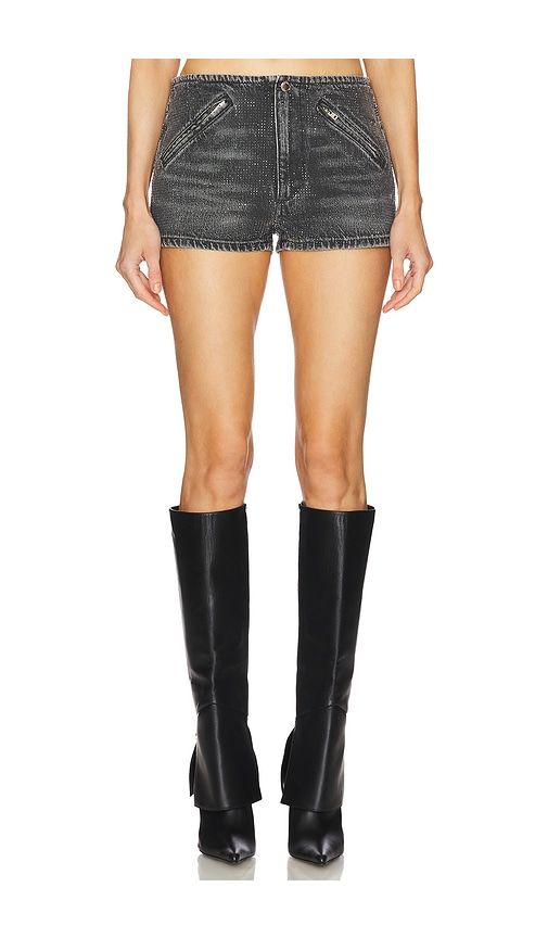 Moto Short All Over Clear Bead Hotfix in Grey. - size 23 (also in 31, 32) - Alexander Wang - Modalova