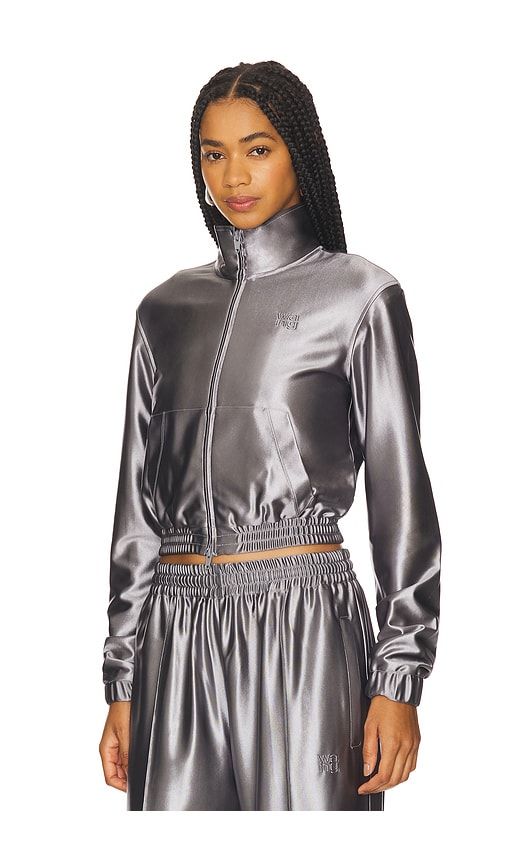 Shrunken Zip-up Jacket in Metallic Silver, grey. - size M (also in XS) - Alexander Wang - Modalova