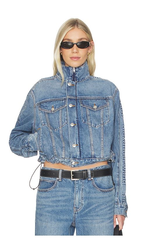 Denim Track Jacket With Embossed Logo Panel in Blue. - size M (also in S, XS) - Alexander Wang - Modalova