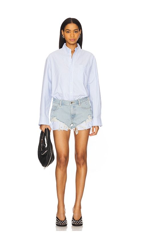 Prestyled Button Down Short Romper in Baby Blue. - size 0 (also in 00, 2) - Alexander Wang - Modalova