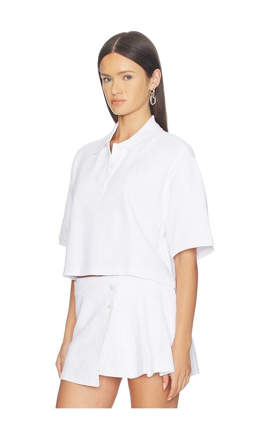 Oversized High Low Polo Top in White. - size L (also in M, S, XS) - Alexander Wang - Modalova