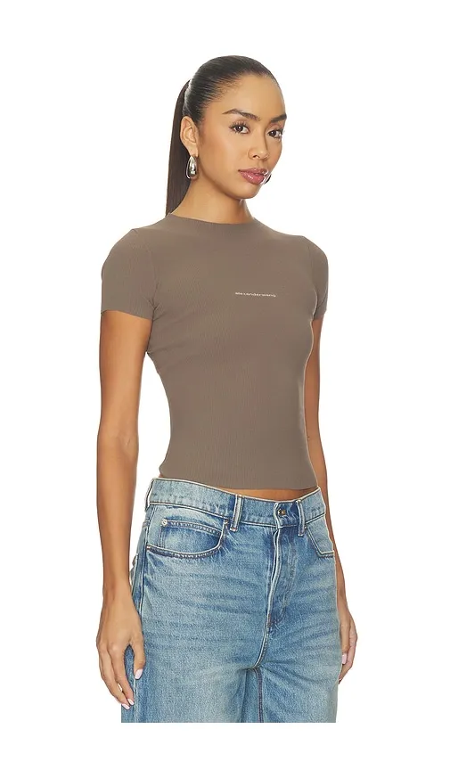 Short Sleeve Crewneck Top with Jacquard Logo in Charcoal. - size L (also in M, S, XS) - Alexander Wang - Modalova