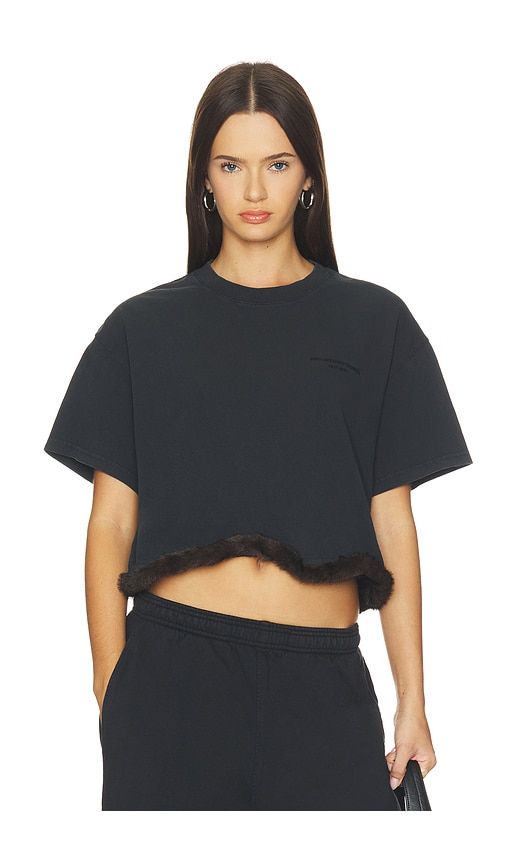 T-shirt With Faux Fur Trim in Black. - size M (also in S, XS) - Alexander Wang - Modalova