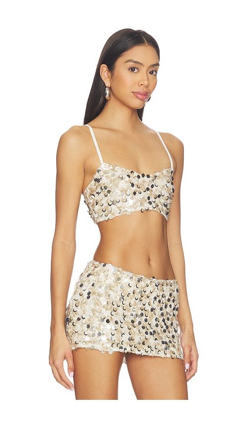 Soiree Top in Champagne in Metallic Neutral. - size L (also in M, S, XS) - Amelie Teje - Modalova
