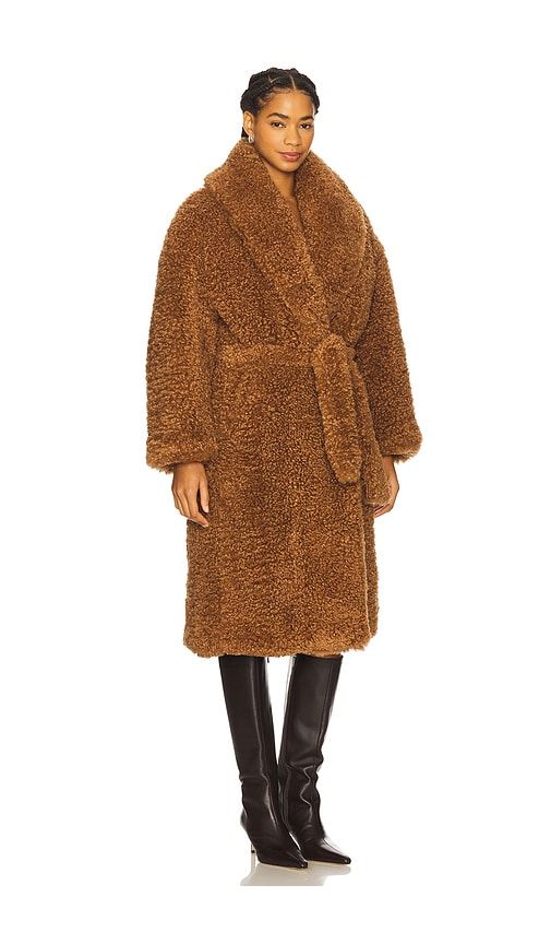 Long Teddy Wrap Coat in Brown. - size L (also in M, S, XS) - Atlein - Modalova