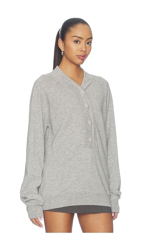 Knit Henley Sweater in Grey. - size L (also in M, S, XS) - Aya Muse - Modalova