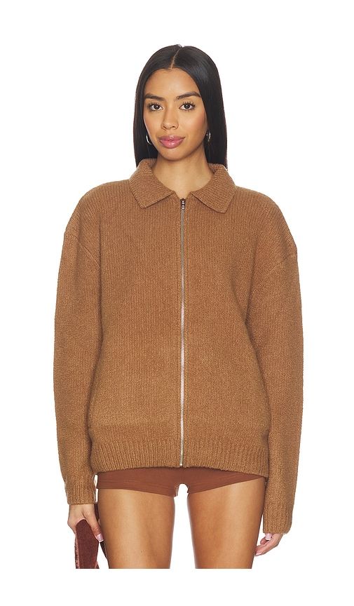 X REVOLVE Knit Zip Up Jacket With Collar in Cognac. - size M (also in S) - Aya Muse - Modalova