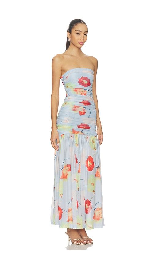 Solana Printed Mesh Maxi Dress in Baby Blue. - size 4 (also in 2, 6, 8, 10, 12) - Bardot - Modalova