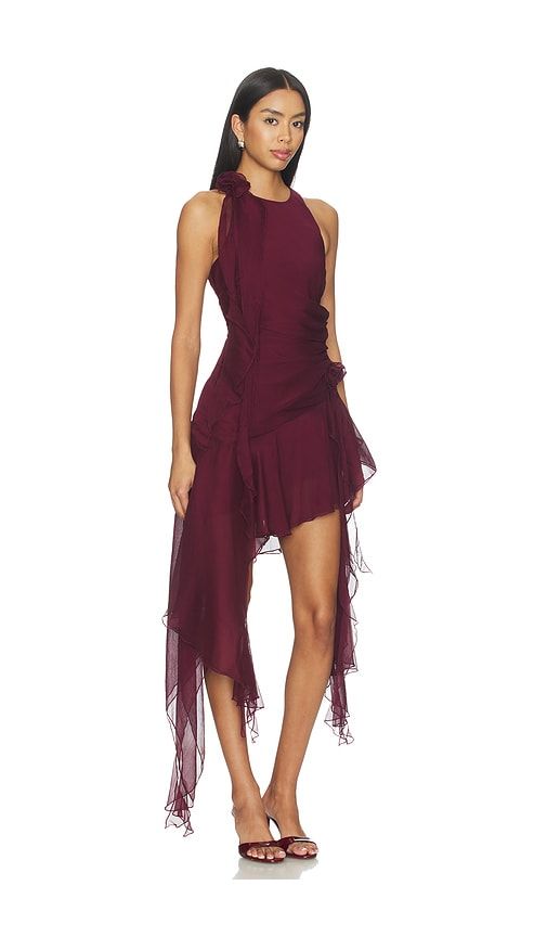 Ivana High Low Mini Dress in Burgundy. - size 4 (also in 8) - Bardot - Modalova
